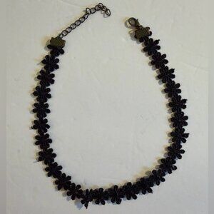 Black Choker Necklace Flowers Floral Y2K